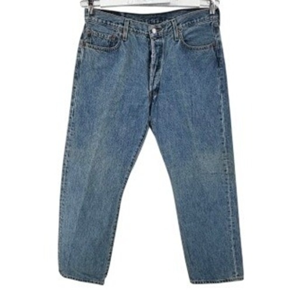 Levi's 501 Original Fit Jeans Mens 36x30 Blue Straight Leg Button Fly‎ Denim